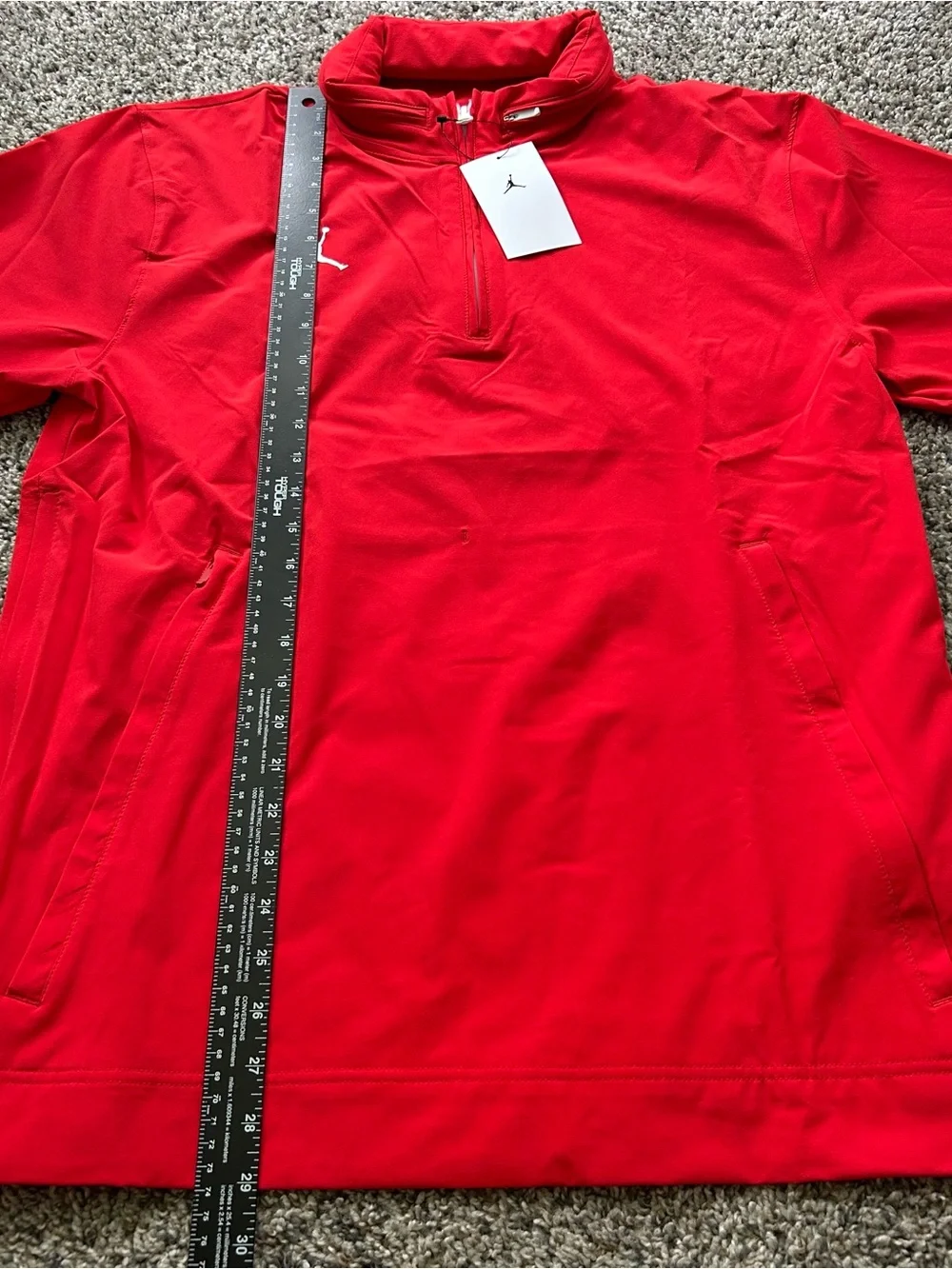 Jordan Coaches Jacket Mens Medium Red Short Sleeve 1/4 Zip Hood FN6923-657